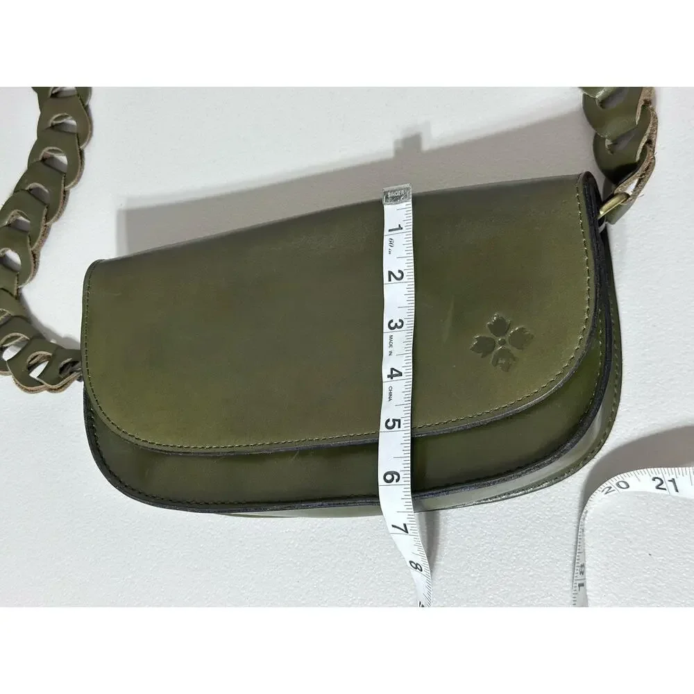 Patricia Nash Vintage Leather Chelsey Chainlink Olive Green Crossbody